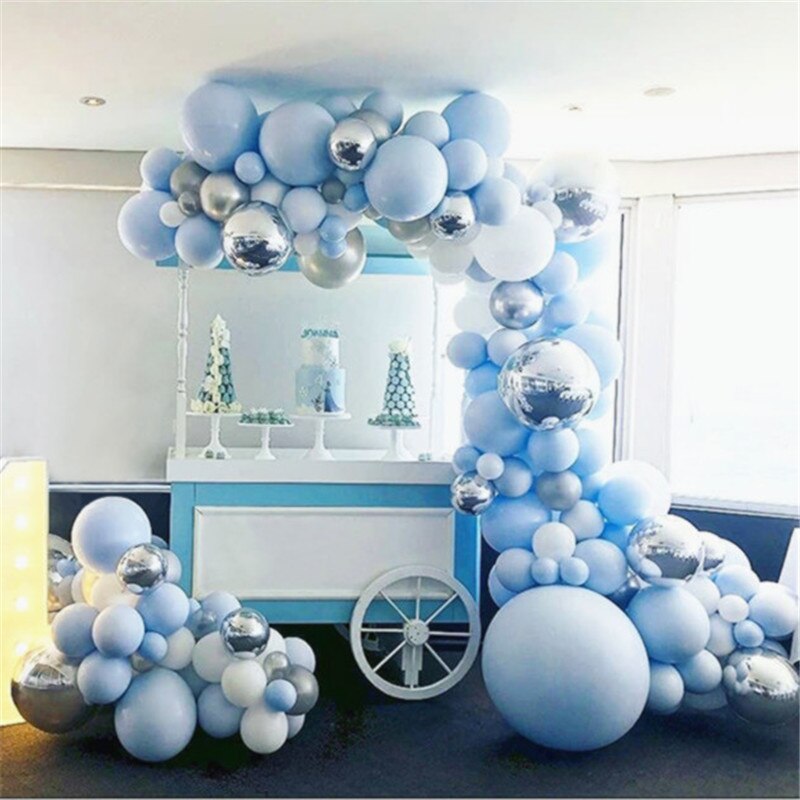 Blue and White Balloon Garland and Stand for Wedding Party 191 pcs Set