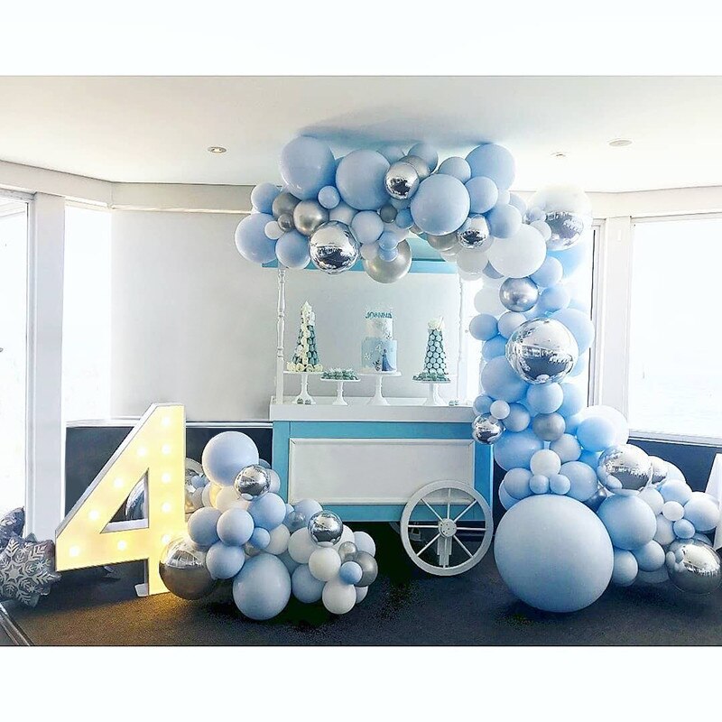 Blue and White Balloon Garland and Stand for Wedding Party 191 pcs Set